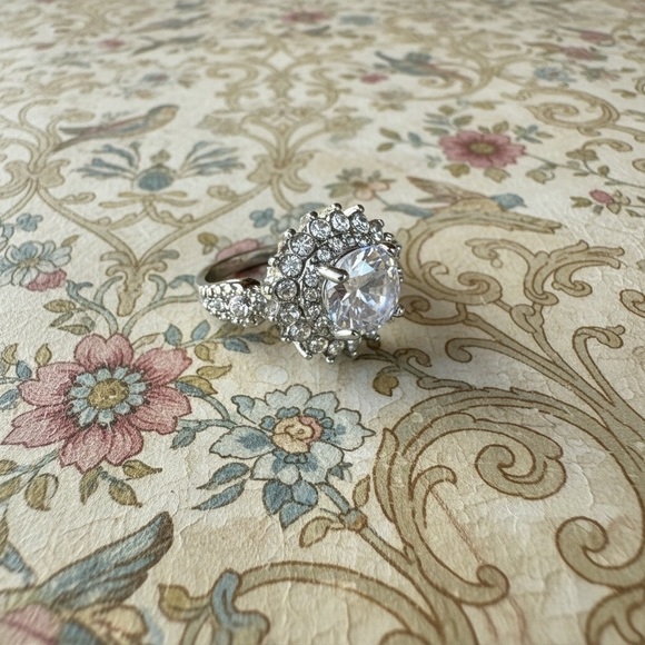 Moissanite Jewelry - Cocktail Ring size 7.5 Silver Mossanite​​​